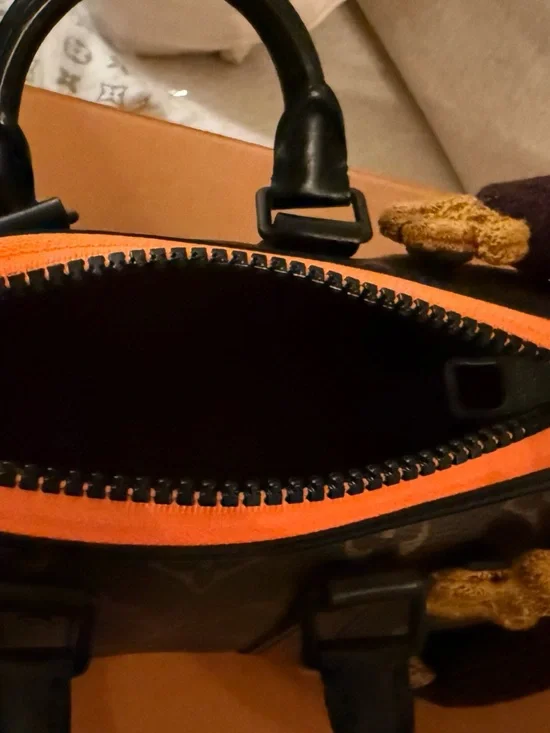 Louis Vuitton Brown Monogram Barrel Satchel with Orange Trim - Picture 5 of 7